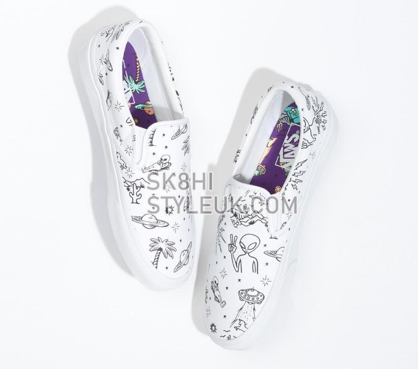 Vans Classic Slip-On Unidentified U-Paint Mens Womens - Unidentified U-Paint White/Purple VN0A5JMHWHP Shoes