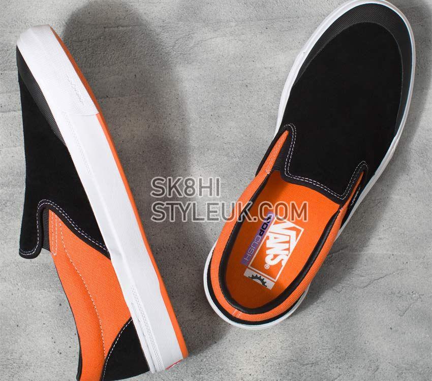 Vans Skate Slip-On Mens Womens - Black/Neon Orange VN0005V16IQ Shoes