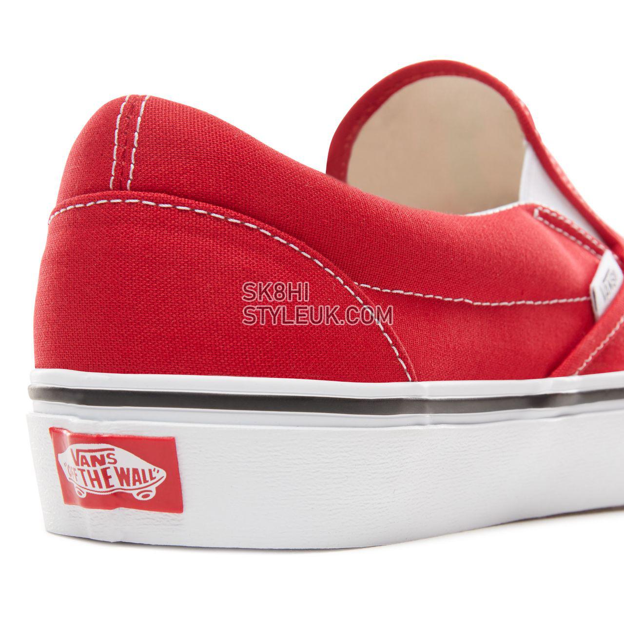 Vans Checker Flame Classic Slip-On Classic Mens Womens - (Checker Flame) Racing Red/True White VA38F7RX5 Shoes