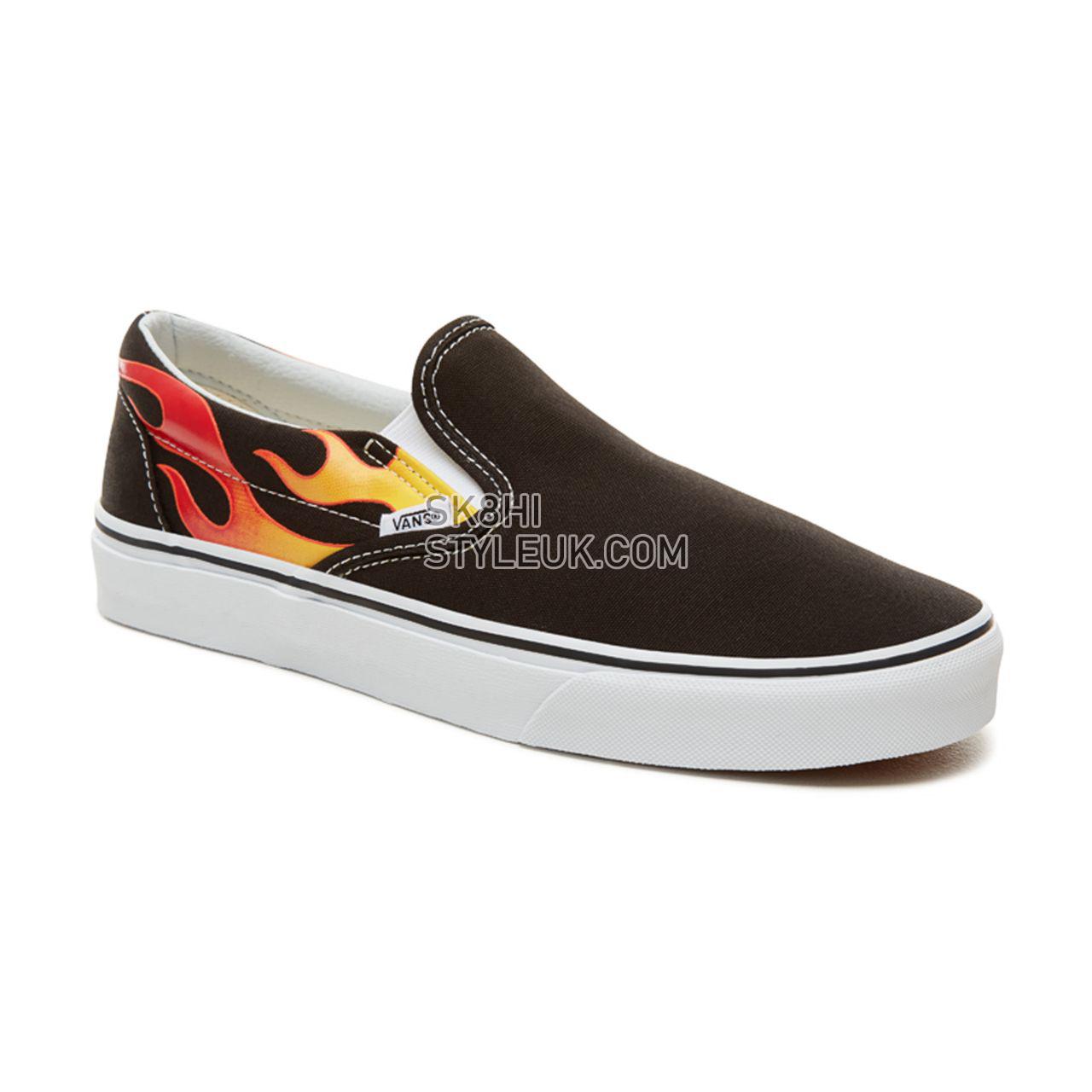 Vans Flame Classic Slip-On Classic Mens Womens - Black-True White VA38F7PHN Shoes