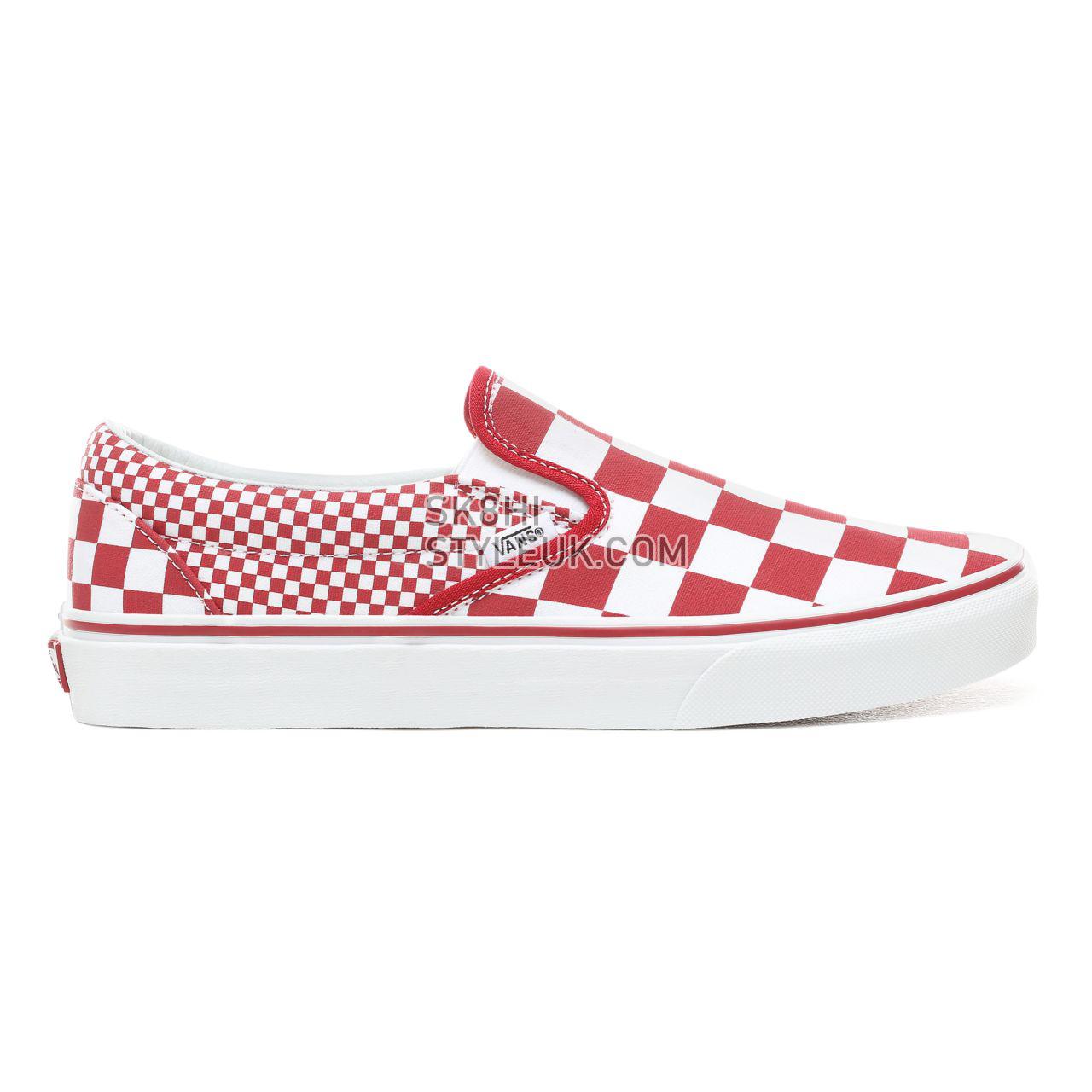 Vans Mix Checker Slip-On Classic Mens Womens - (Mix Checker) Chili Pepper/True White VN0A38F7VK5 Shoes