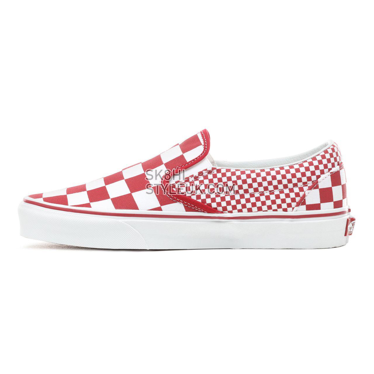 Vans Mix Checker Slip-On Classic Mens Womens - (Mix Checker) Chili Pepper/True White VN0A38F7VK5 Shoes