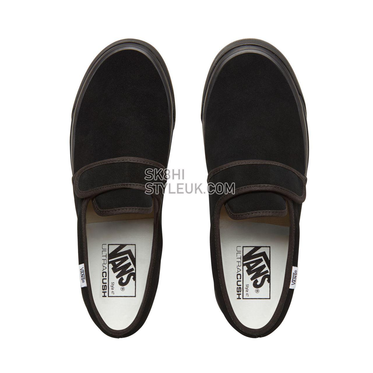 Vans Suede Anaheim Factory Slip-On 47 V Classic Mens Womens - (Anaheim Factory) Og Black/Black VA3MVAUCX Shoes