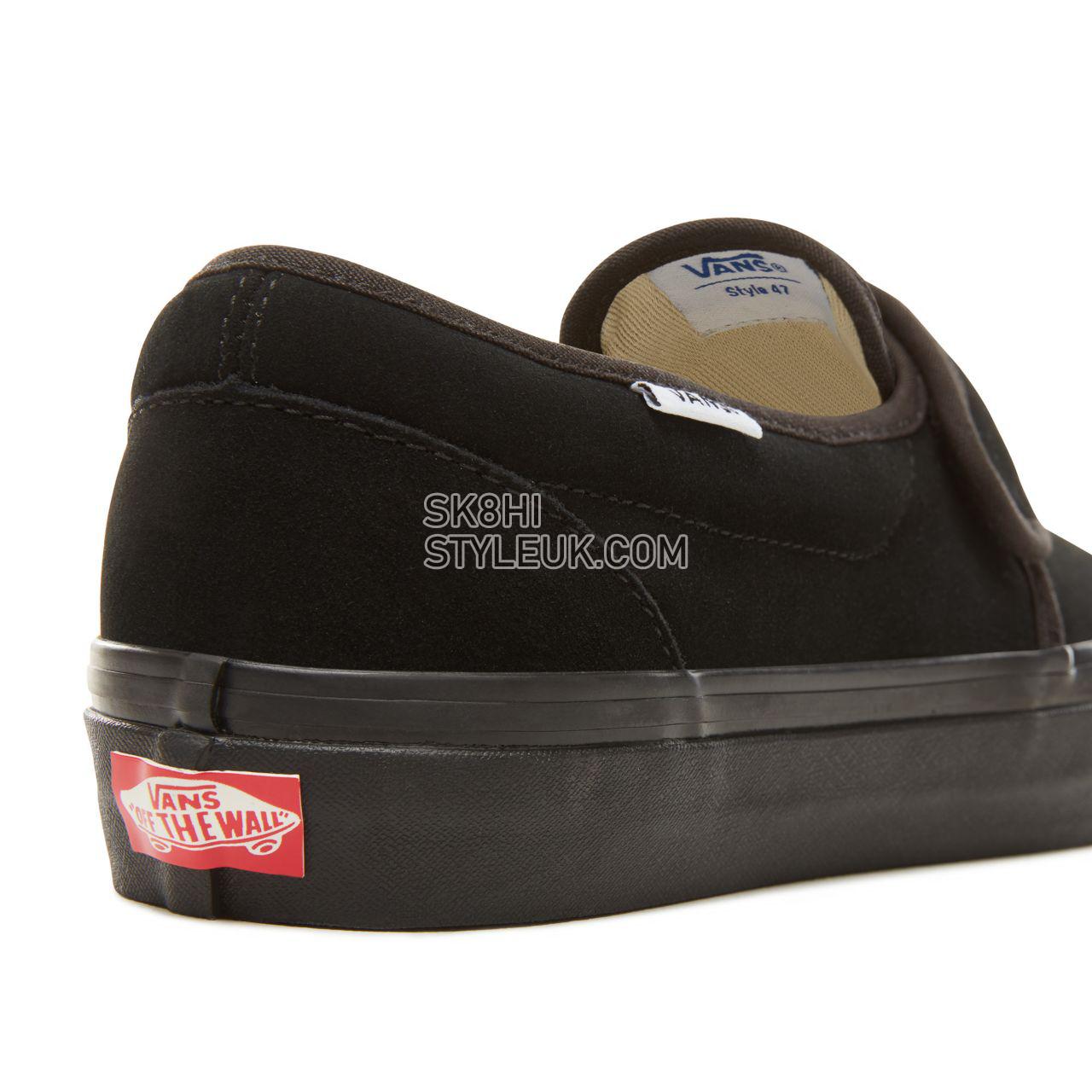 Vans Suede Anaheim Factory Slip-On 47 V Classic Mens Womens - (Anaheim Factory) Og Black/Black VA3MVAUCX Shoes