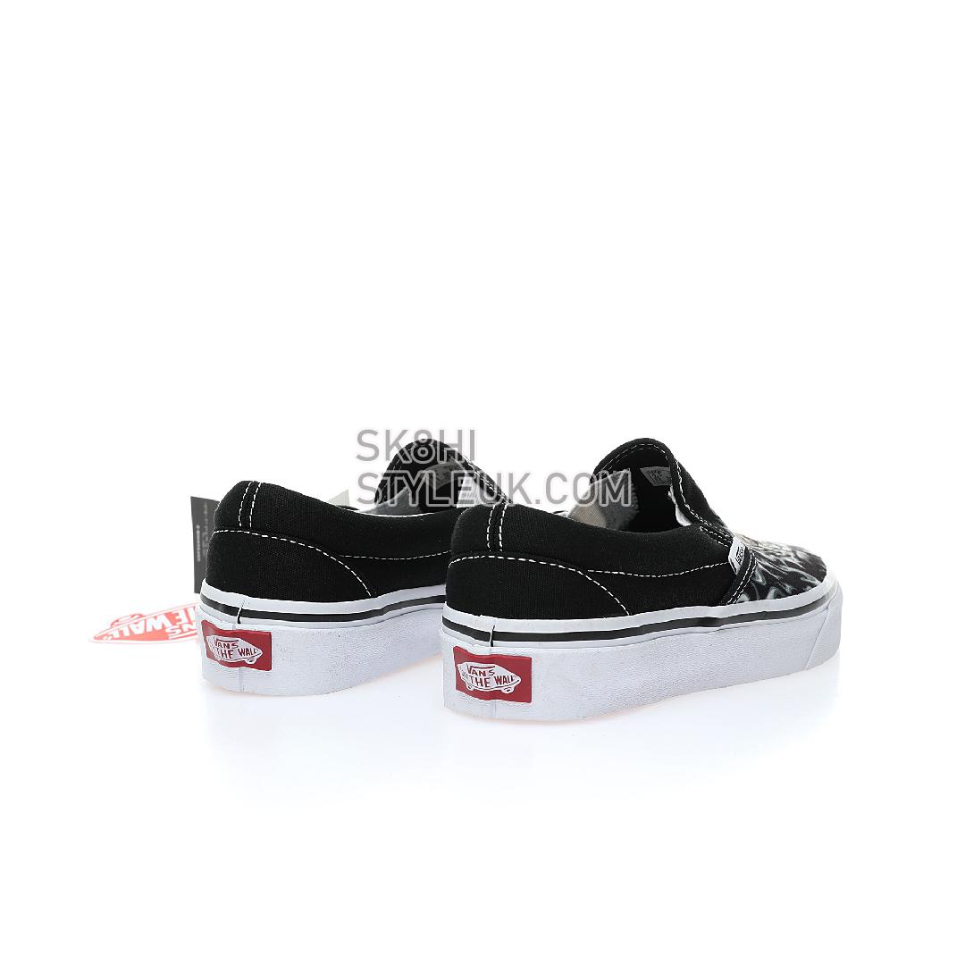 Vans Slip-On Flame Skull Mens Womens - Black/True White VN0009Q7BMX Shoes