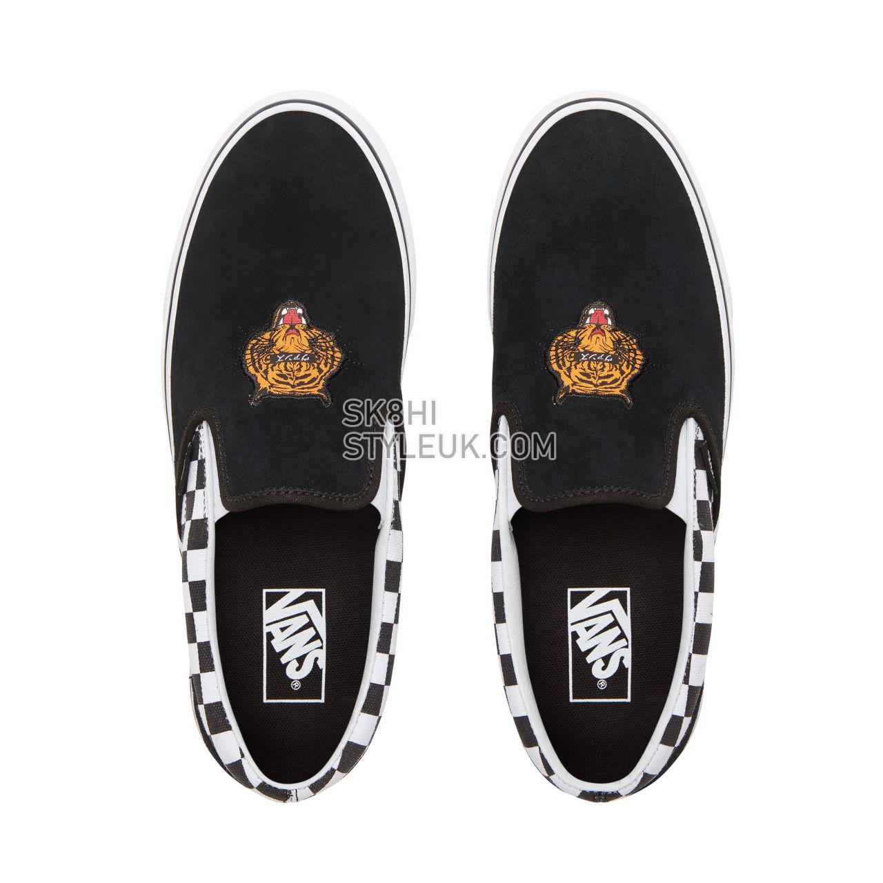 Vans Tiger Check Classic Slip-On Classic Mens Womens - (Tiger Check) Black/True White VA3UT7SJX Shoes