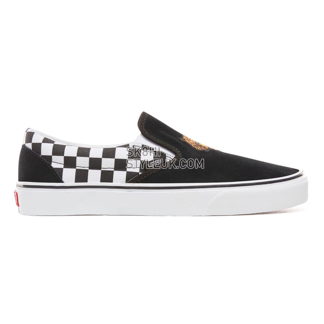 Vans Tiger Check Classic Slip-On Classic Mens Womens - (Tiger Check) Black/True White VA3UT7SJX Shoes