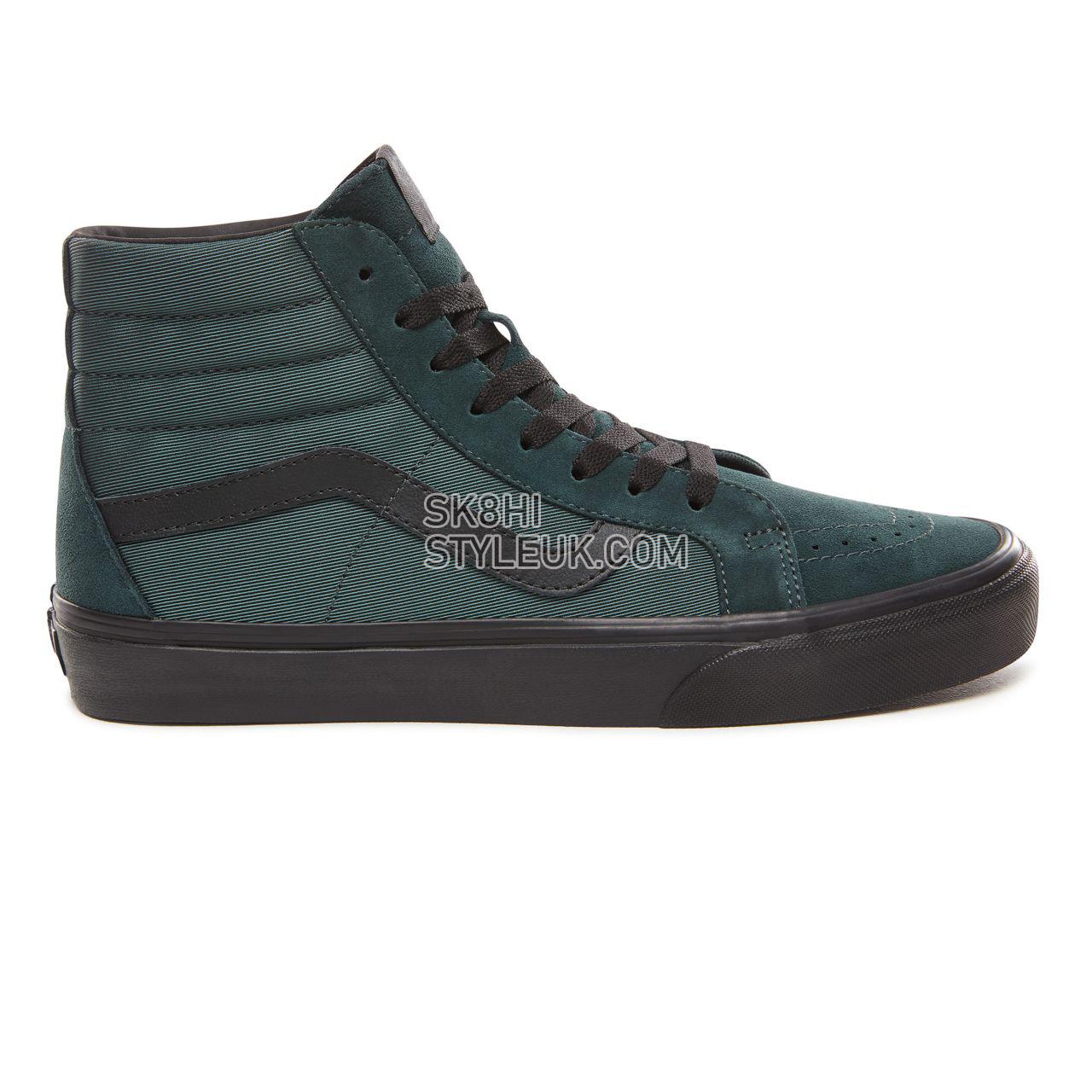 Vans Metallic Twill Sk8-Hi Reissue Classic Mens Womens - (Metallic Twill) Darkest Spruce/Black VN0A2XSBUQM Shoes