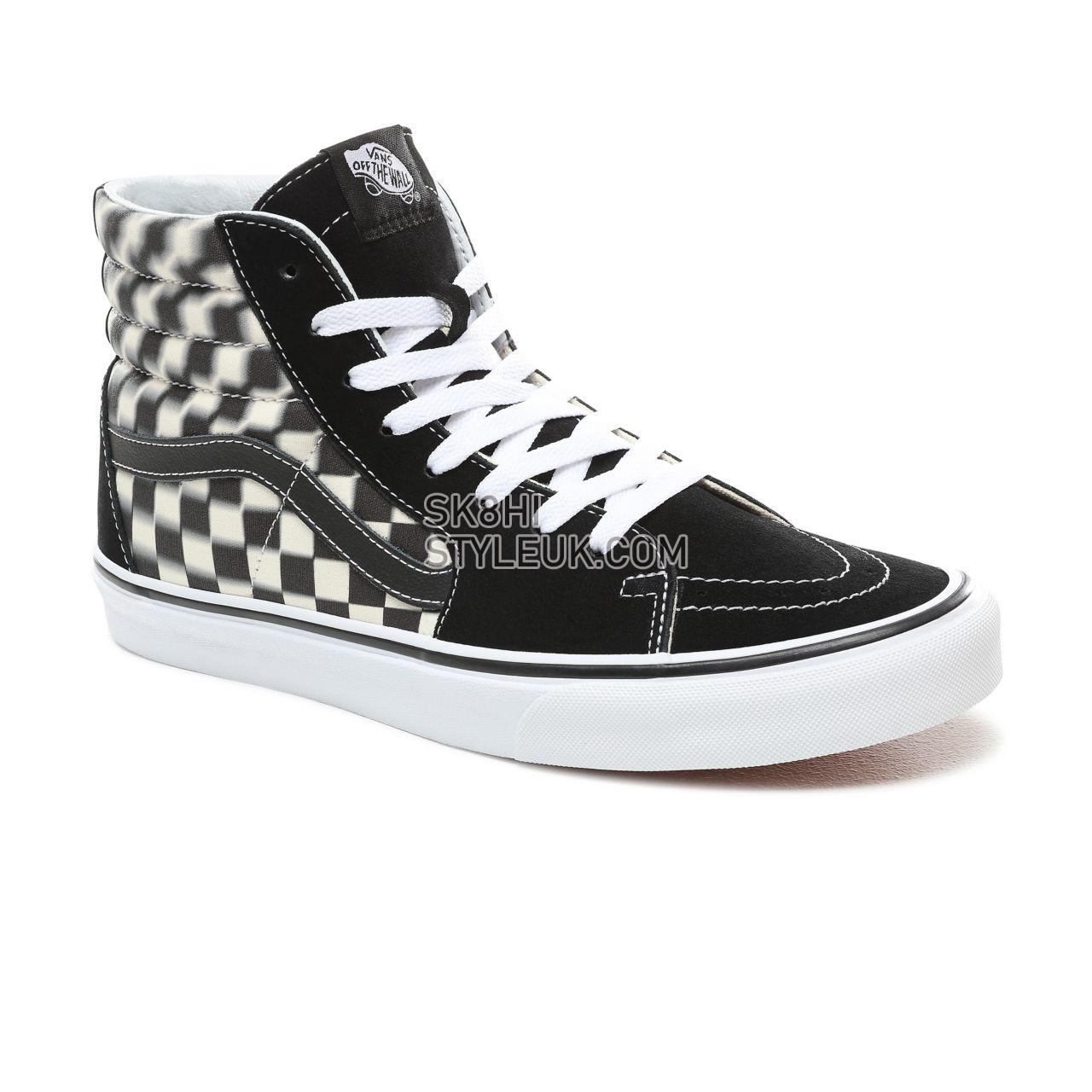 Vans Blur Check Sk8-Hi Classic Mens Womens - (Blur Check) Black/Classic White VN0A38GEVJM Shoes