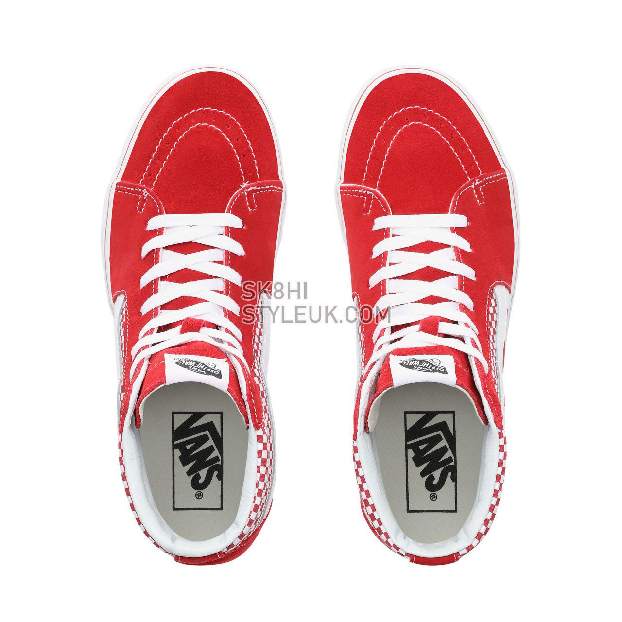 Vans Mix Checker Sk8-Hi Classic Mens Womens - (Mix Checker) Chili Pepper/True White VN0A38GEVK5 Shoes