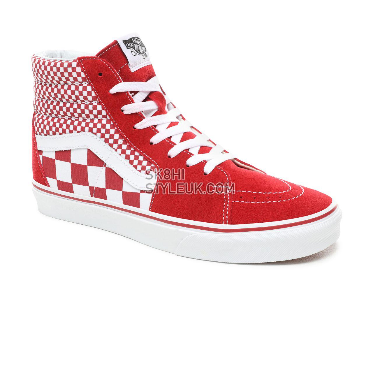 Vans Mix Checker Sk8-Hi Classic Mens Womens - (Mix Checker) Chili Pepper/True White VN0A38GEVK5 Shoes