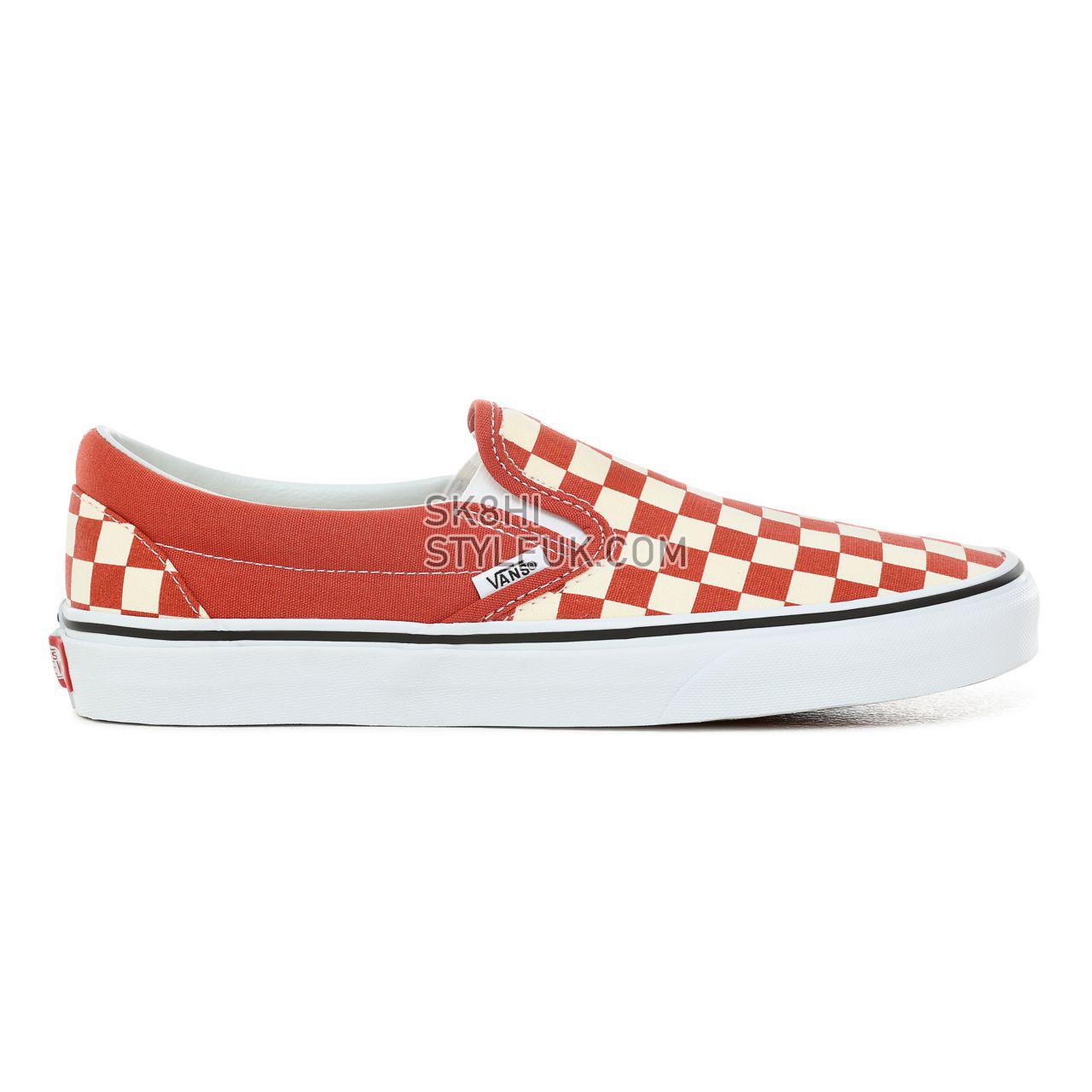 Vans Checkerboard Classic Slip-On Classic Mens Womens - (Checkerboard) Hot Sauce/True White VN0A38F7ULL Shoes