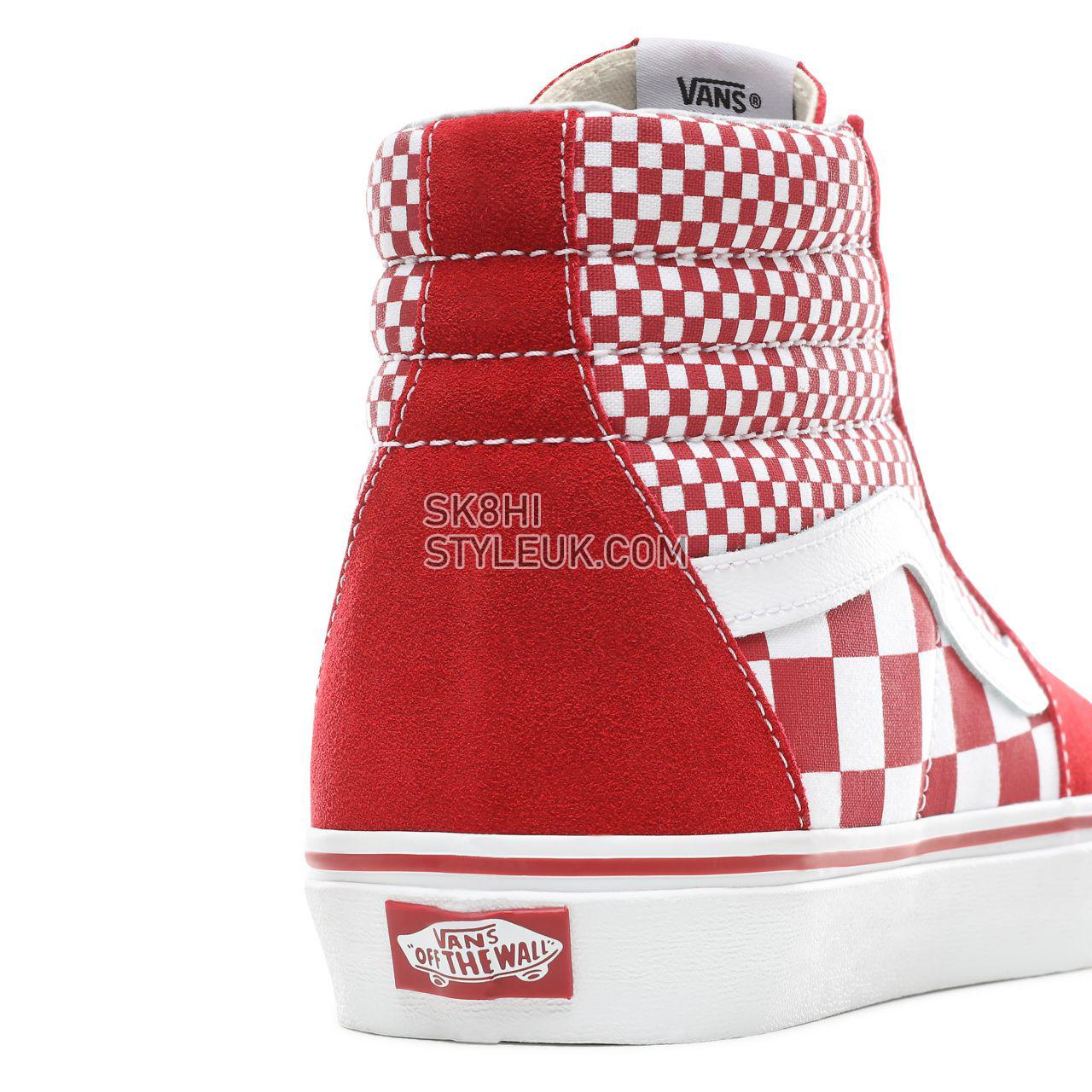 Vans Mix Checker Sk8-Hi Classic Mens Womens - (Mix Checker) Chili Pepper/True White VN0A38GEVK5 Shoes