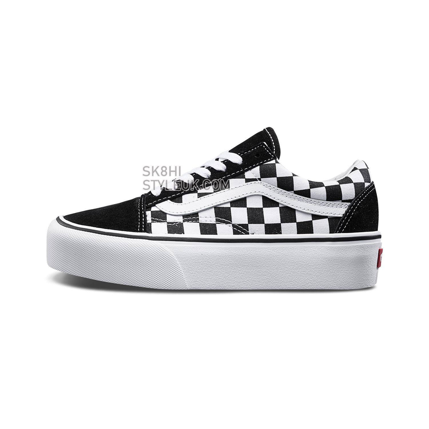 Vans Checkerboardboard Old Skool Platform Classic Mens Womens - Black-True White B3UHRK Shoes