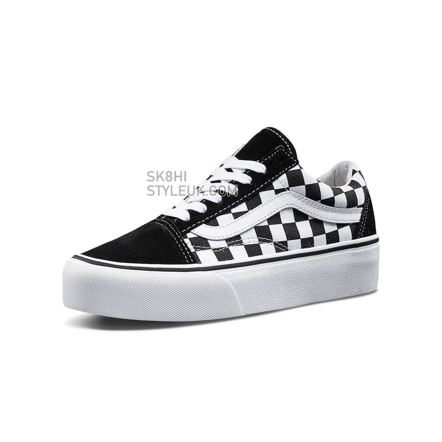 Vans Checkerboardboard Old Skool Platform Classic Mens Womens - Black-True White B3UHRK Shoes