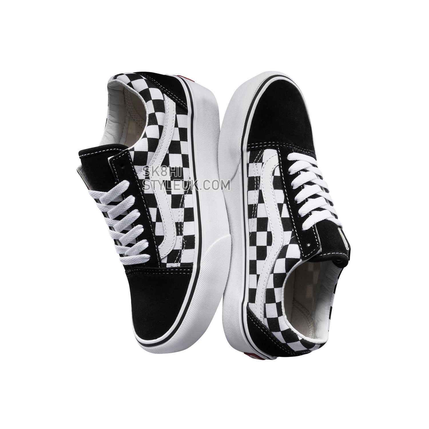 Vans Checkerboardboard Old Skool Platform Classic Mens Womens - Black-True White B3UHRK Shoes