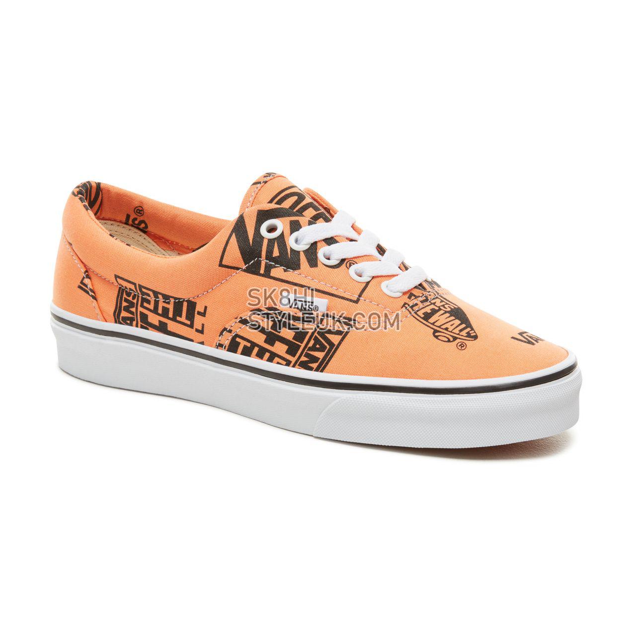 Vans Logo Mix Era Classic Mens Womens - (Logo Mix) Tangerine/Black VA38FRU8K Shoes