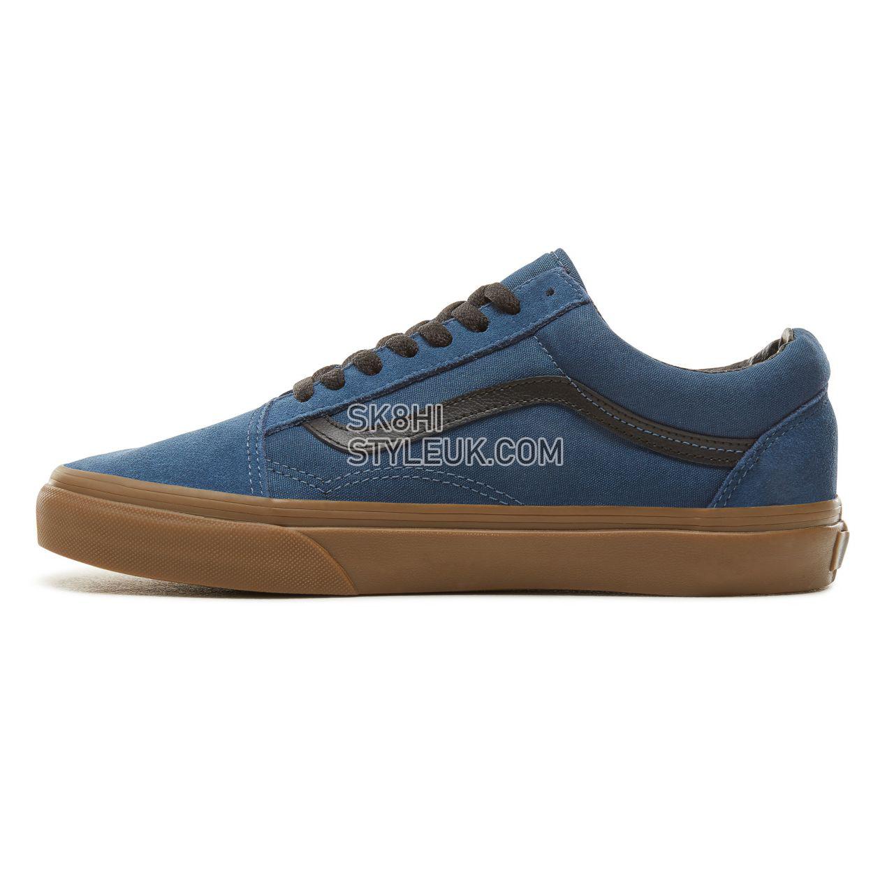 Vans Suede Gum Outsole Old Skool Classic Mens Womens - (Gum Outsole) Dark Denim/Black VA38G1U4C Shoes