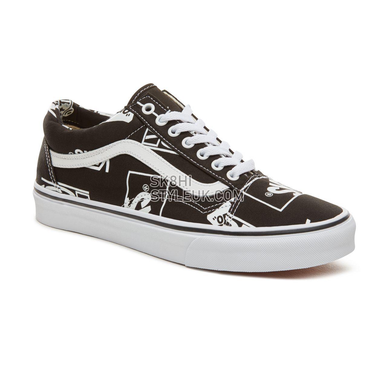 Vans Logo Mix Old Skool Classic Mens Womens - (Logo Mix) Black/True White VA38G1UA9 Shoes