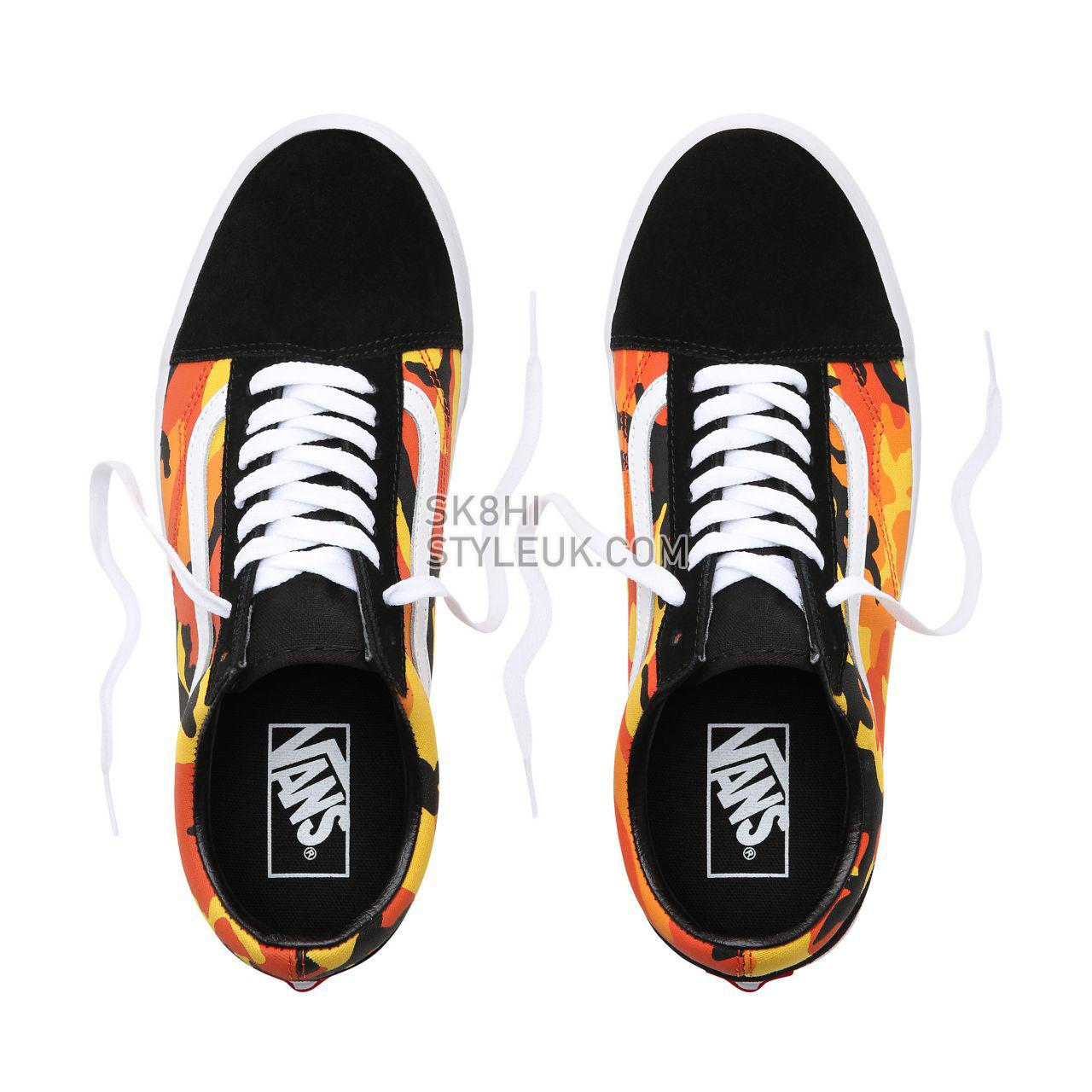 Vans Pop Camo Old Skool Classic Mens Womens - (Pop Camo) Black/Spicy Orange/True White VA38G1RK3 Shoes