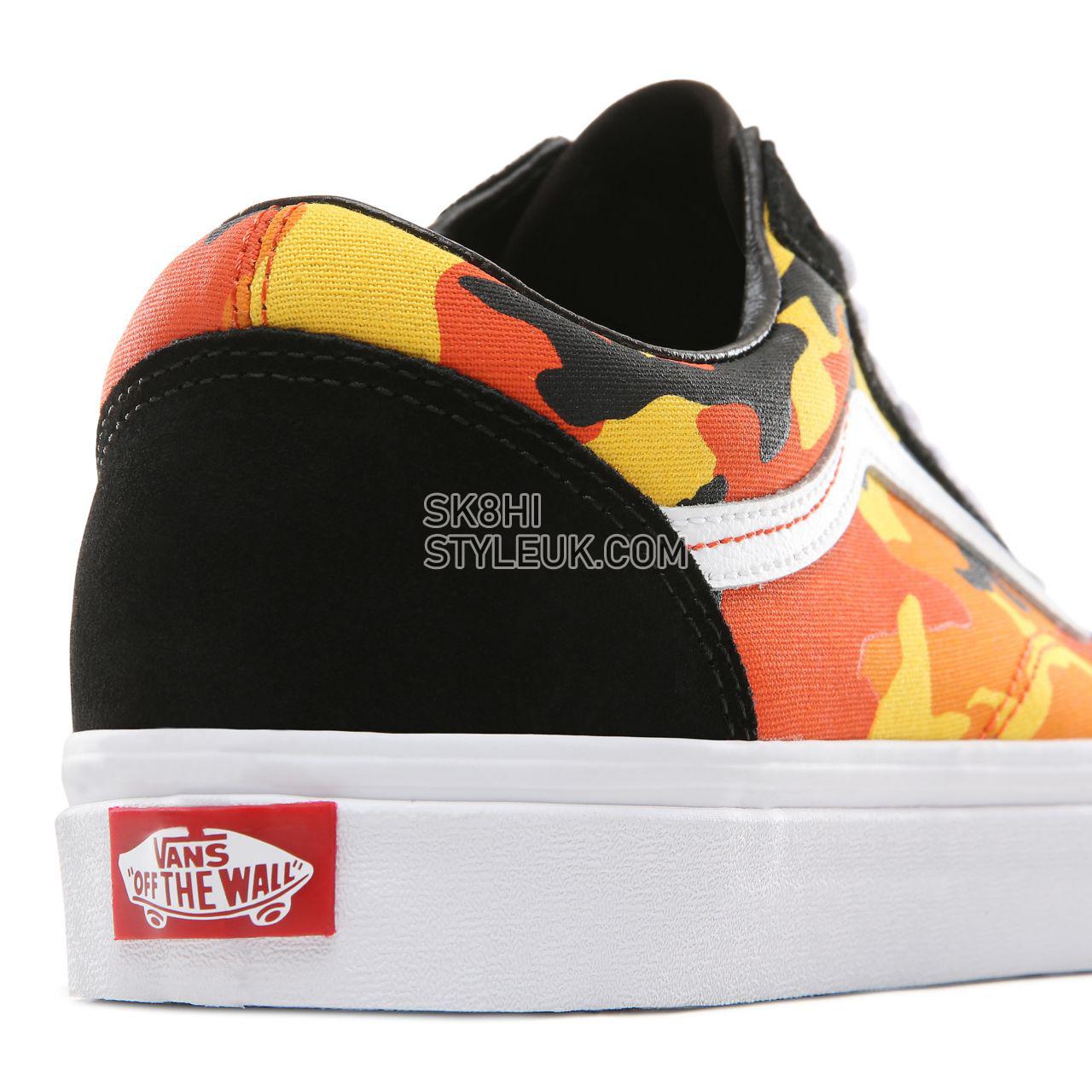 Vans Pop Camo Old Skool Classic Mens Womens - (Pop Camo) Black/Spicy Orange/True White VA38G1RK3 Shoes