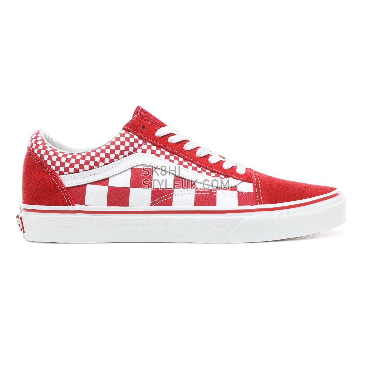 Vans Mix Checker Old Skool Classic Mens Womens - (Mix Checker) Chili Pepper/True White VN0A38G1VK5 Shoes