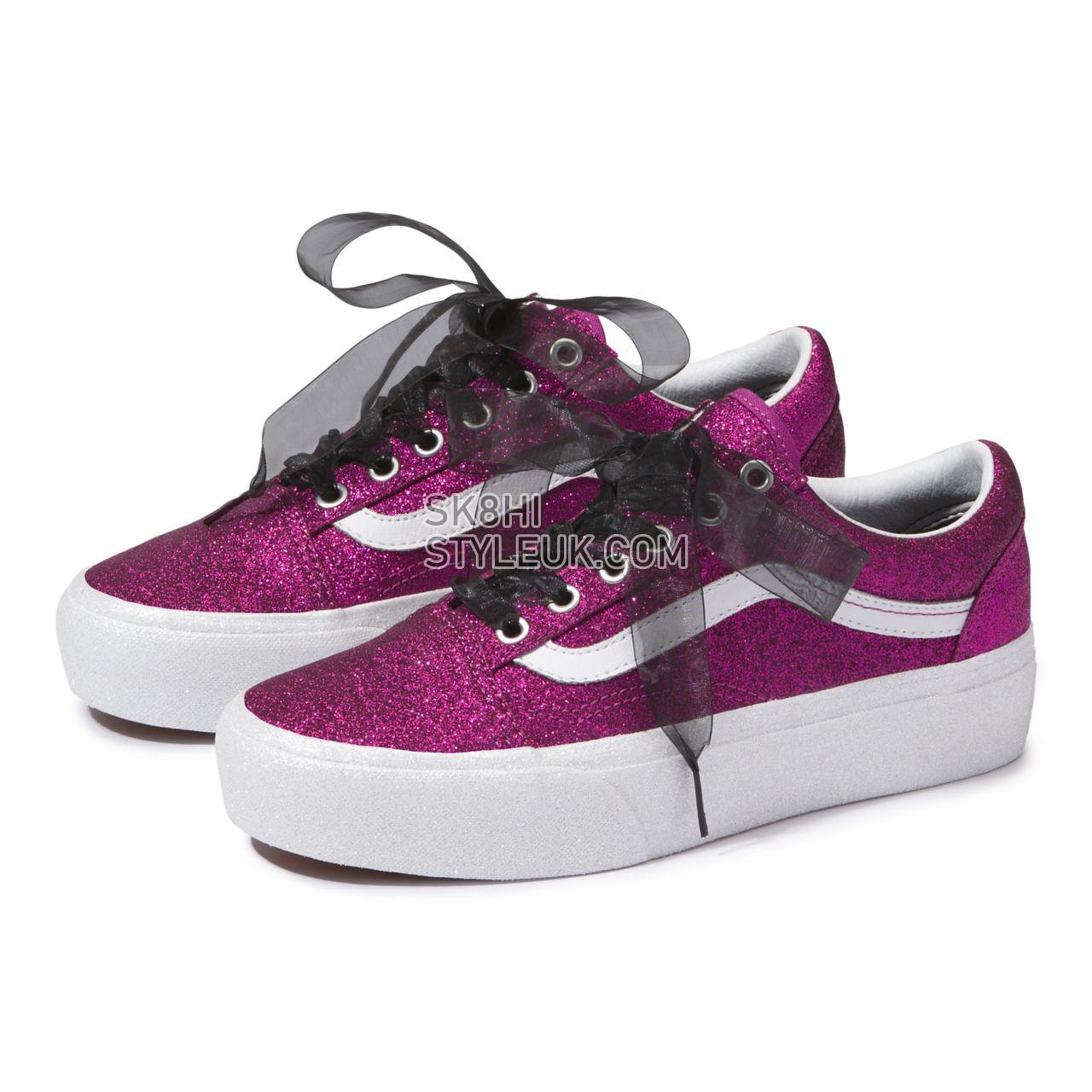 Vans Glitter Old Skool Platform Classic Womens - (Glitter) Wild Aster/True White VN0A3B3UUJQ Shoes