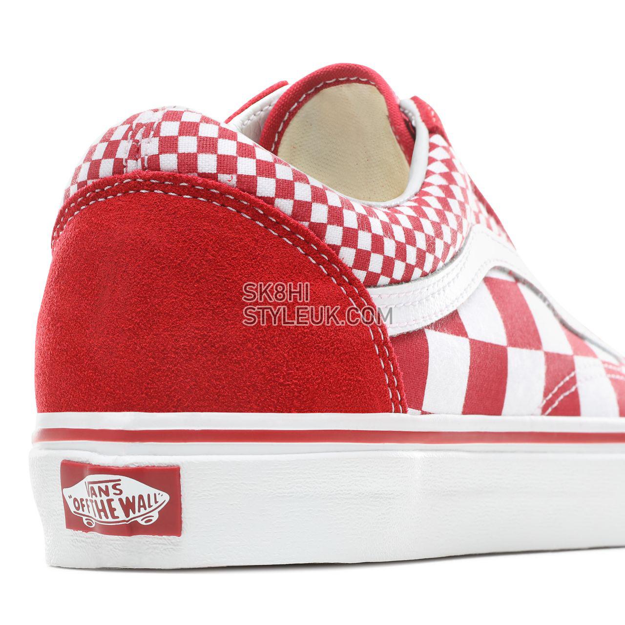 Vans Mix Checker Old Skool Classic Mens Womens - (Mix Checker) Chili Pepper/True White VN0A38G1VK5 Shoes