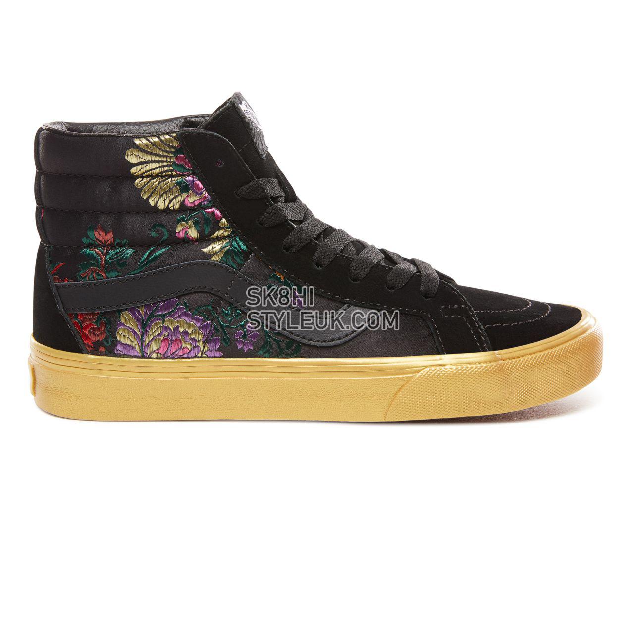 Vans Festival Satin Sk8-Hi Reissue Classic Womens - (Festival Satin) Black/Gold VN0A2XSBUQJ Shoes