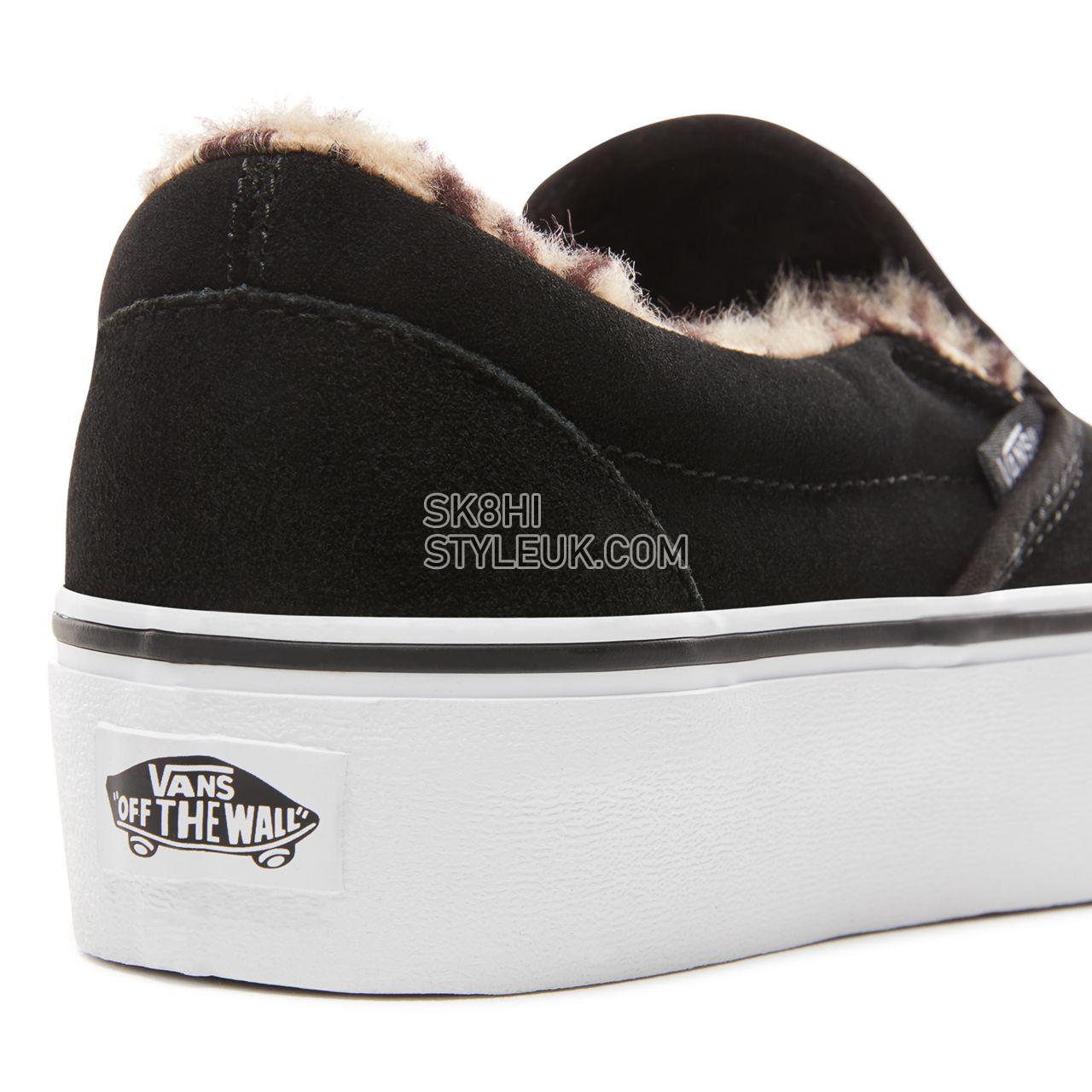 Vans Suede Classic Slip-On Platform Classic Womens - (Suede/Fur) Black/Leopard VN0A3JEZUM6 Shoes