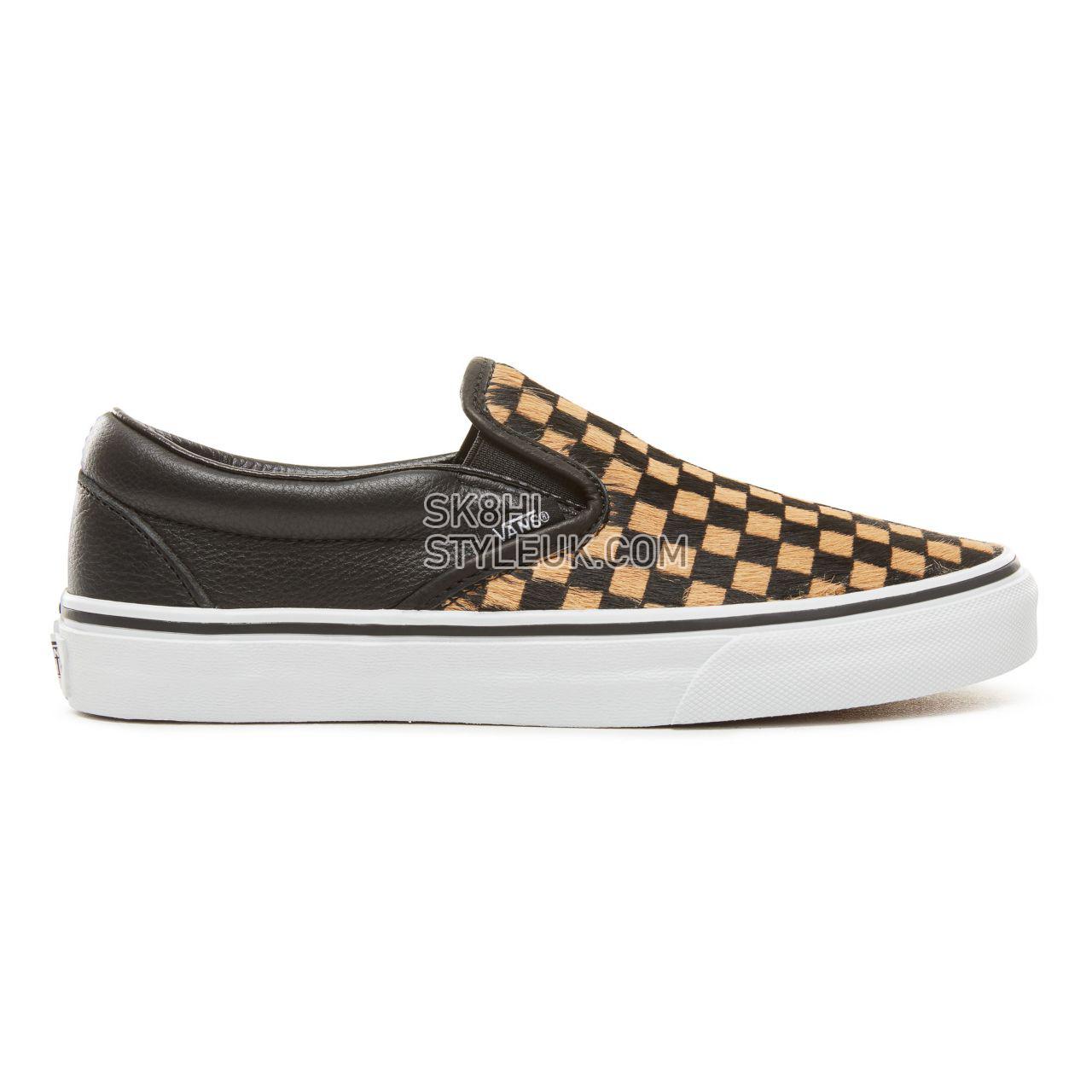 Vans Calf Hair Checkerboard Classic Slip-On Classic Womens - (Calf Hair) Checkerboard/True White VA38F7U76 Shoes