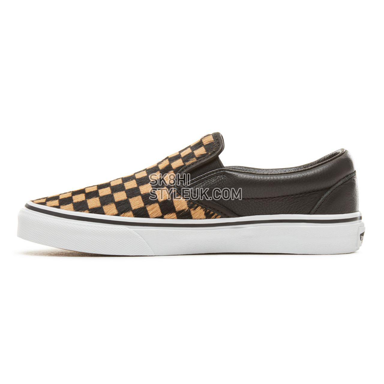 Vans Calf Hair Checkerboard Classic Slip-On Classic Womens - (Calf Hair) Checkerboard/True White VA38F7U76 Shoes