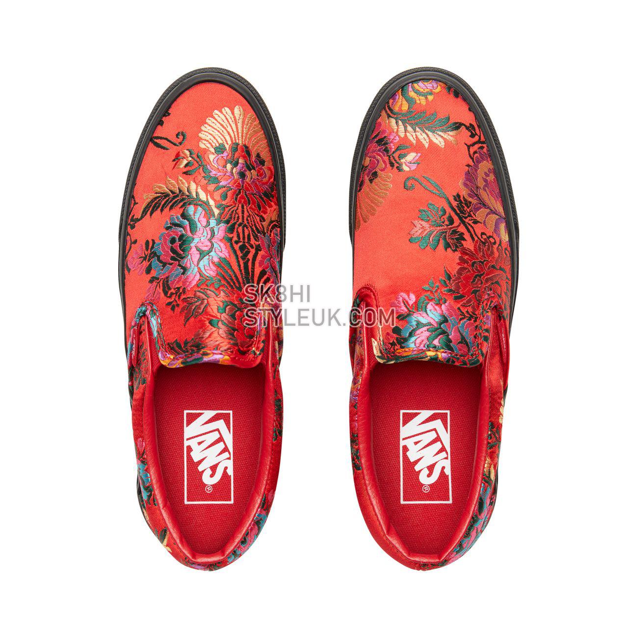 Vans Festival Satin Classic Slip-On Classic Womens - (Festival Satin) Red/Black VN0A38F7ULP Shoes