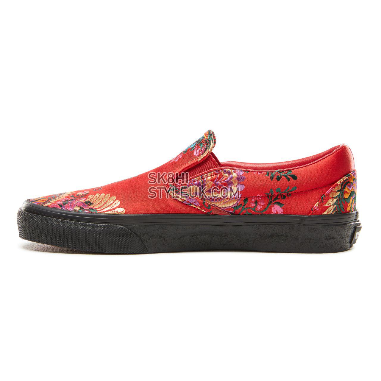 Vans Festival Satin Classic Slip-On Classic Womens - (Festival Satin) Red/Black VN0A38F7ULP Shoes