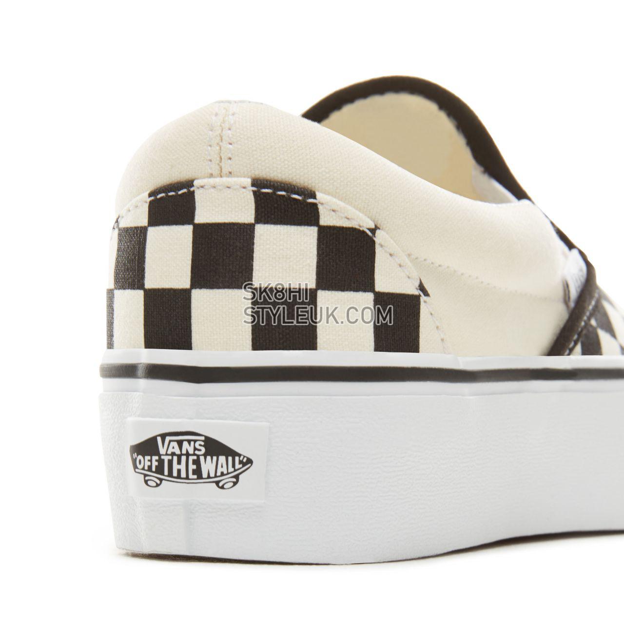 Vans Checkerboard Classic Slip-On Platform Classic Womens - Black & White Chckerboard-White VN00018EBWW Shoes