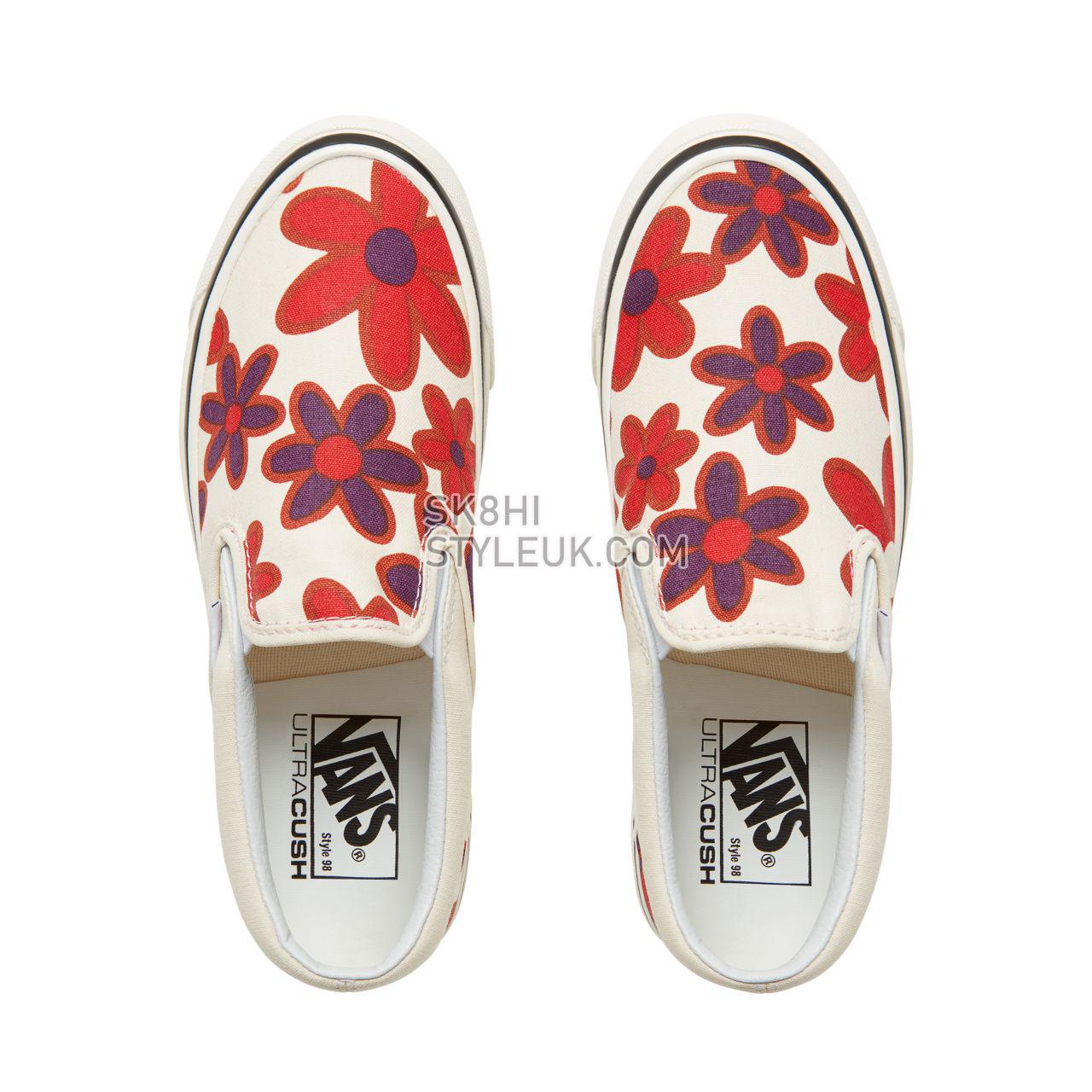 Vans Anaheim Factory Classic Slip-On 98 Classic Womens - (Anaheim Factory) Og White/Flower Power VA3JEXU7Y Shoes