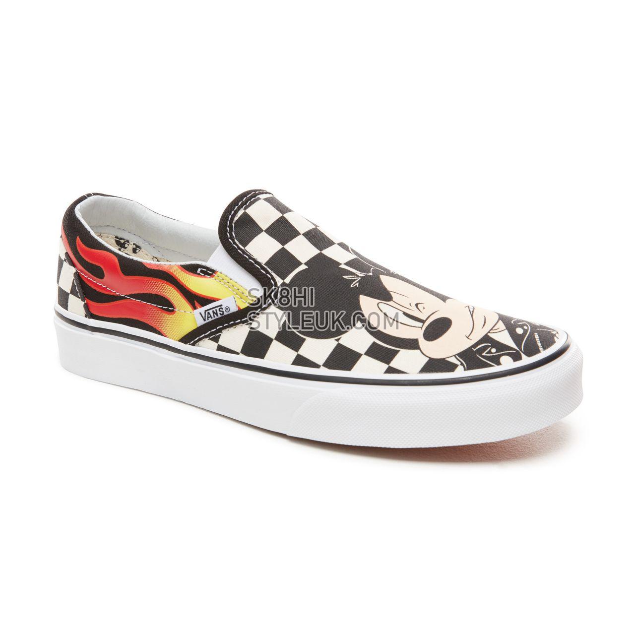 Vans Disney x Vans Classic Slip-On Classic Womens - (Disney) Mickey & Minnie/Checker Flame VN0A38F7UJ4 Shoes