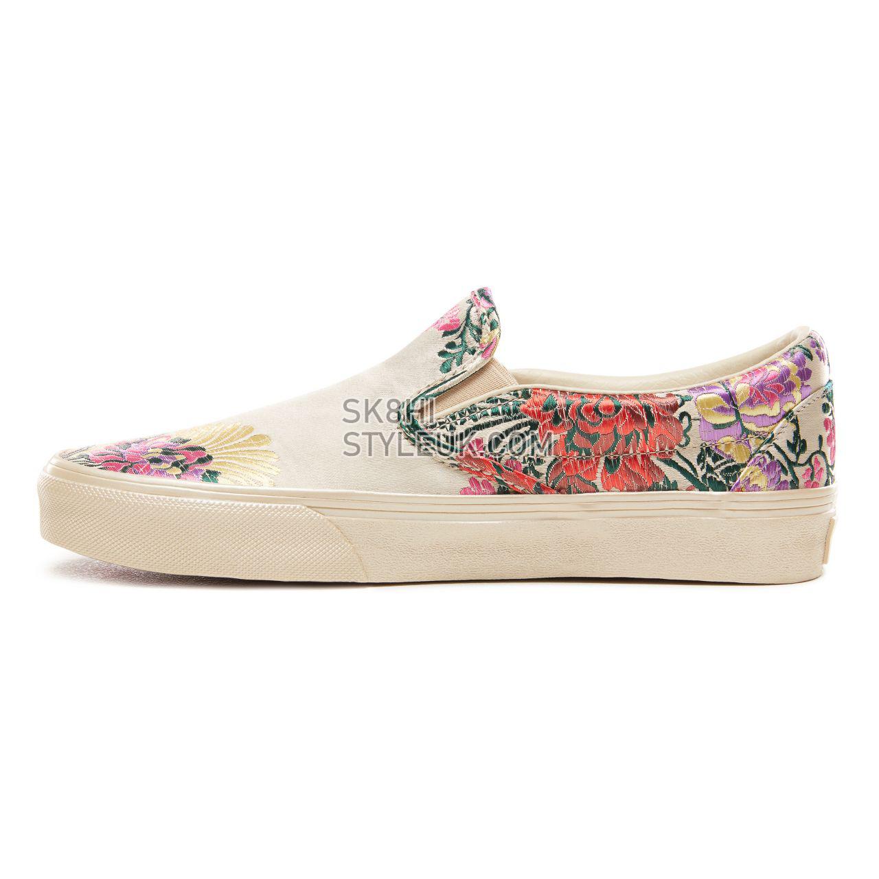 Vans Festival Satin Classic Slip-On Classic Womens - (Festival Satin) Gold/Gold VN0A38F7ULO Shoes