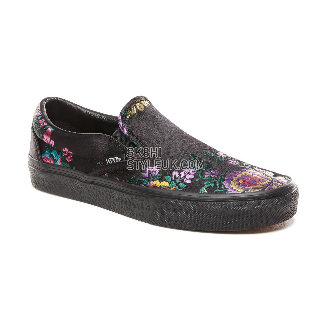 Vans Festival Satin Classic Slip-On Classic Womens - (Festival Satin) Black/Black VN0A38F7ULN Shoes