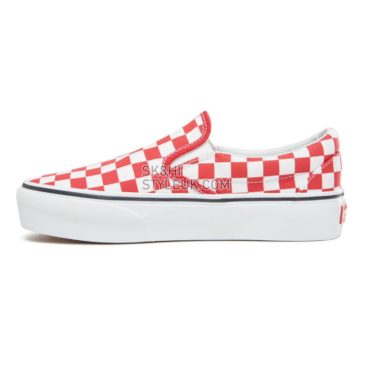 Vans Checkerboard Classic Slip-On Platform Classic Womens - (Checkerboard) Racing Red/True White VA3JEZS4E Shoes