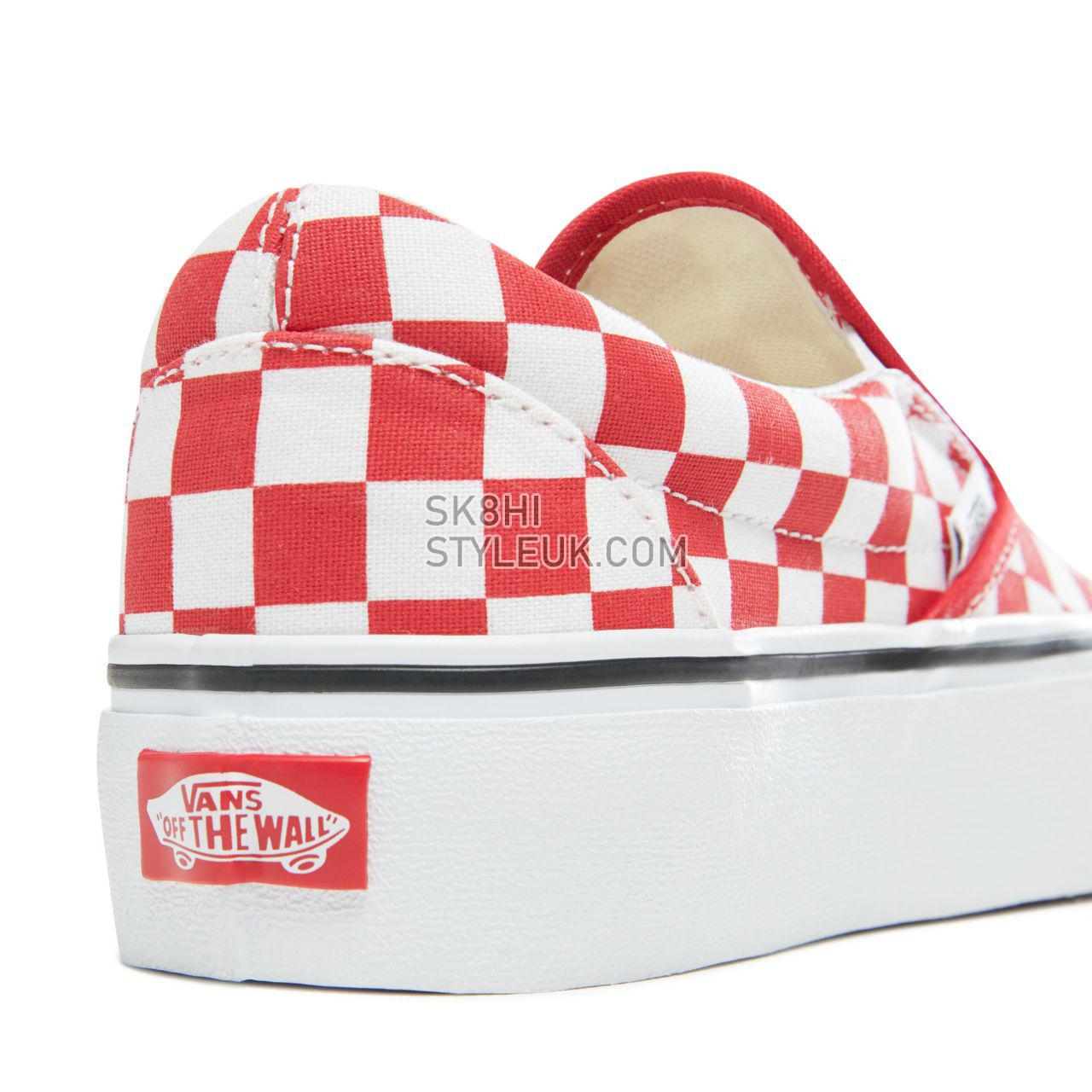 Vans Checkerboard Classic Slip-On Platform Classic Womens - (Checkerboard) Racing Red/True White VA3JEZS4E Shoes