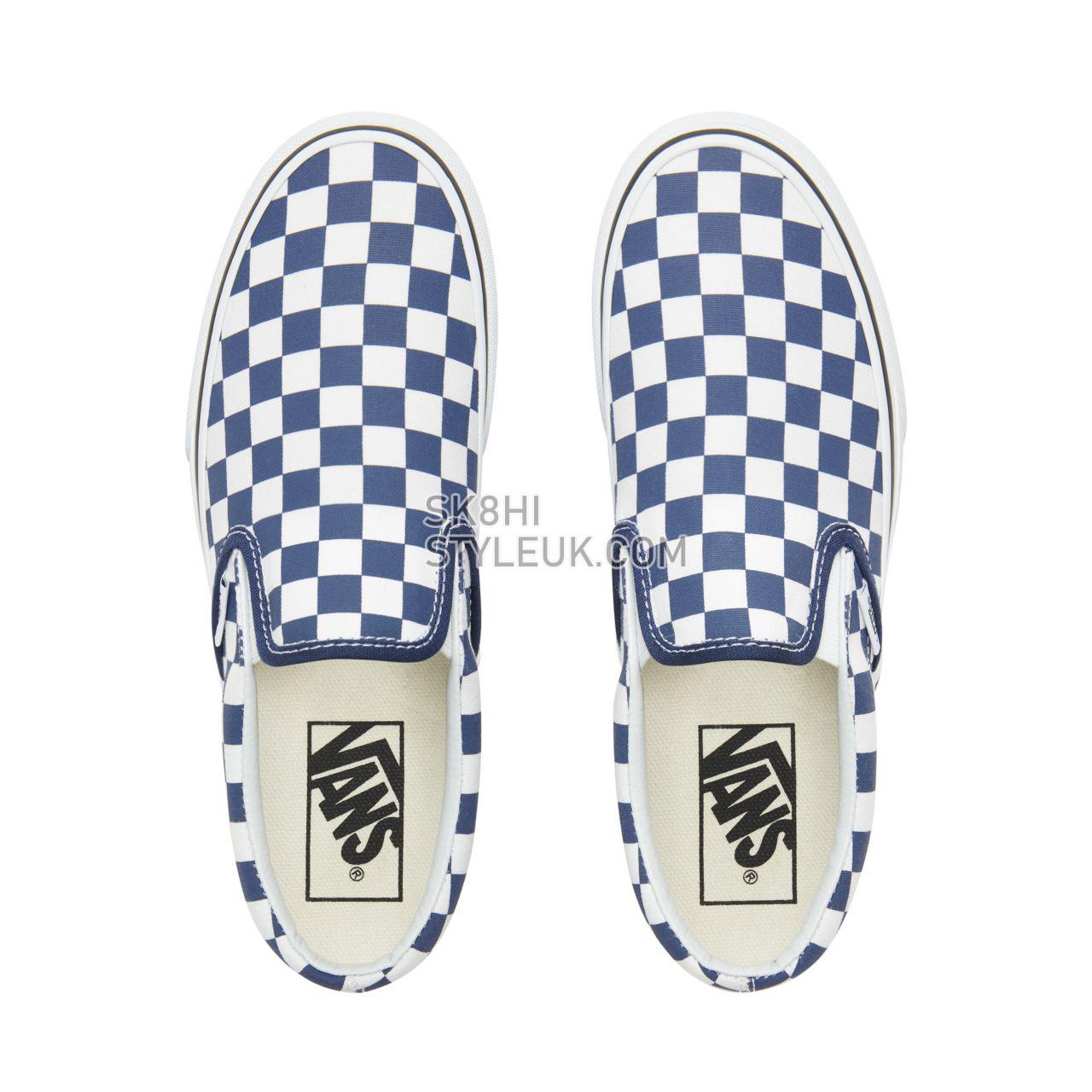 Vans Checkerboard Classic Slip-On Platform Classic Womens - (Checkerboard) Medieval Blue/True White VA3JEZS4D Shoes