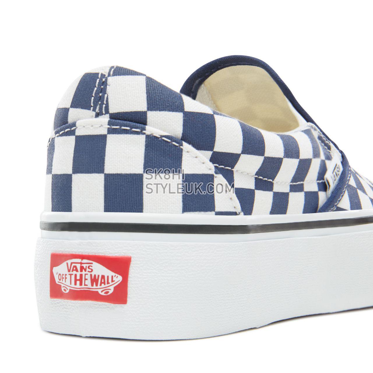 Vans Checkerboard Classic Slip-On Platform Classic Womens - (Checkerboard) Medieval Blue/True White VA3JEZS4D Shoes