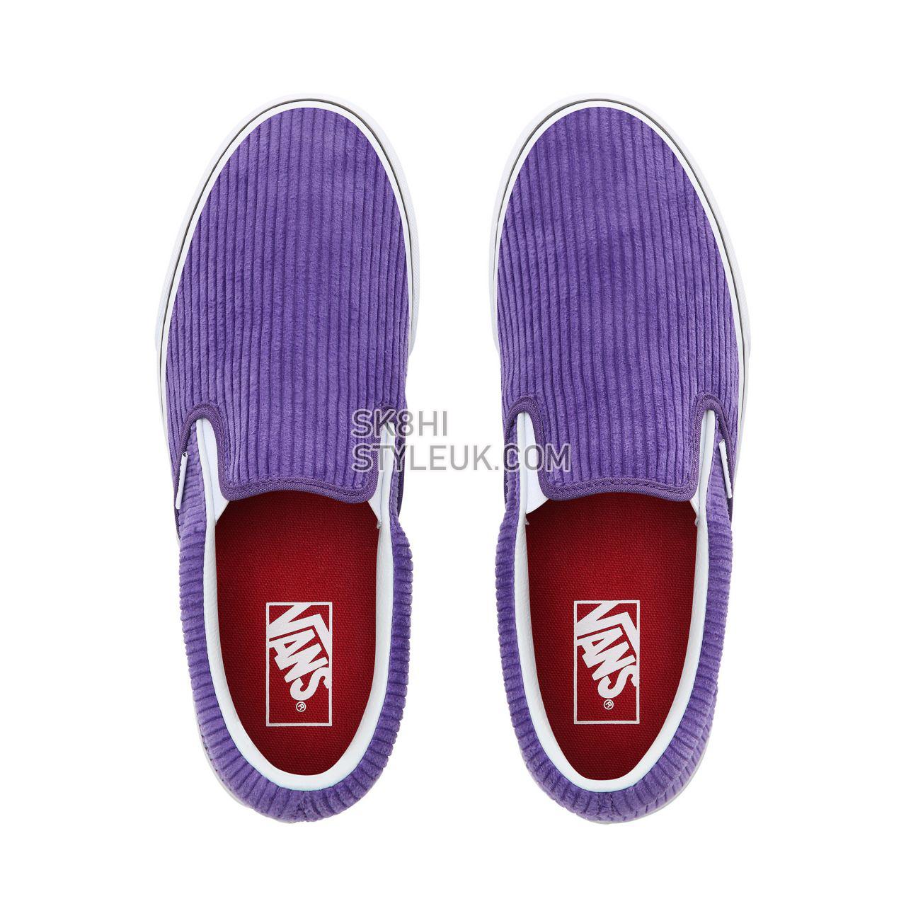 Vans Design Assembly Corduroy Slip-On Classic Womens - (Design Assembly) Heliotrope/True White VA38F7U7C Shoes