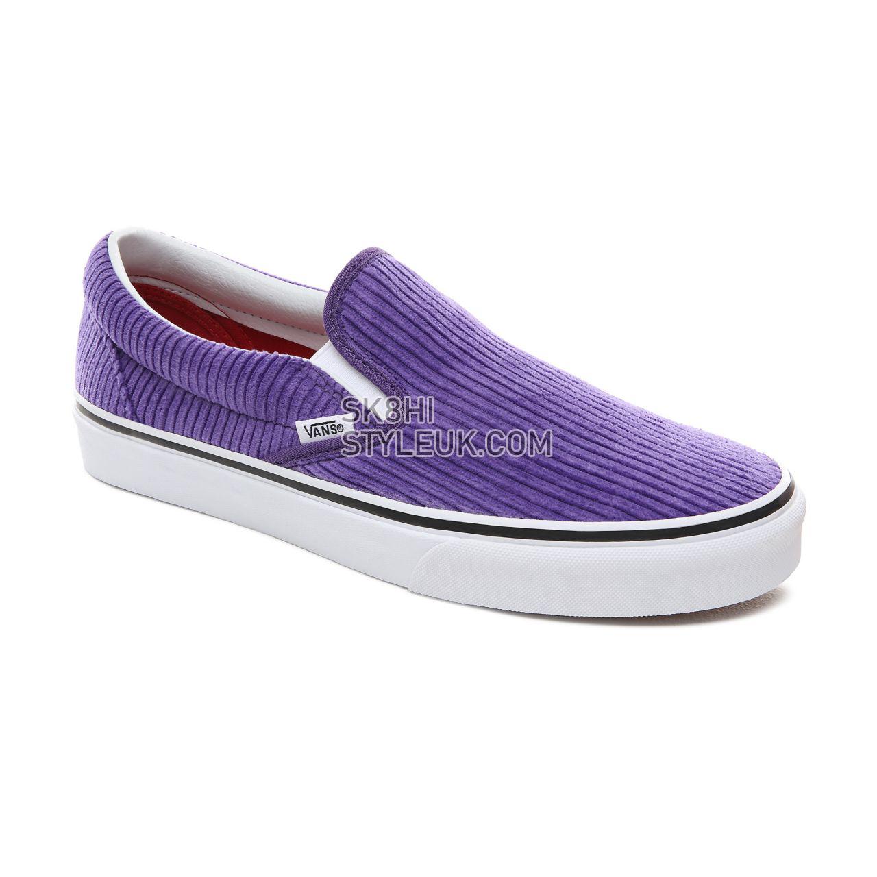 Vans Design Assembly Corduroy Slip-On Classic Womens - (Design Assembly) Heliotrope/True White VA38F7U7C Shoes