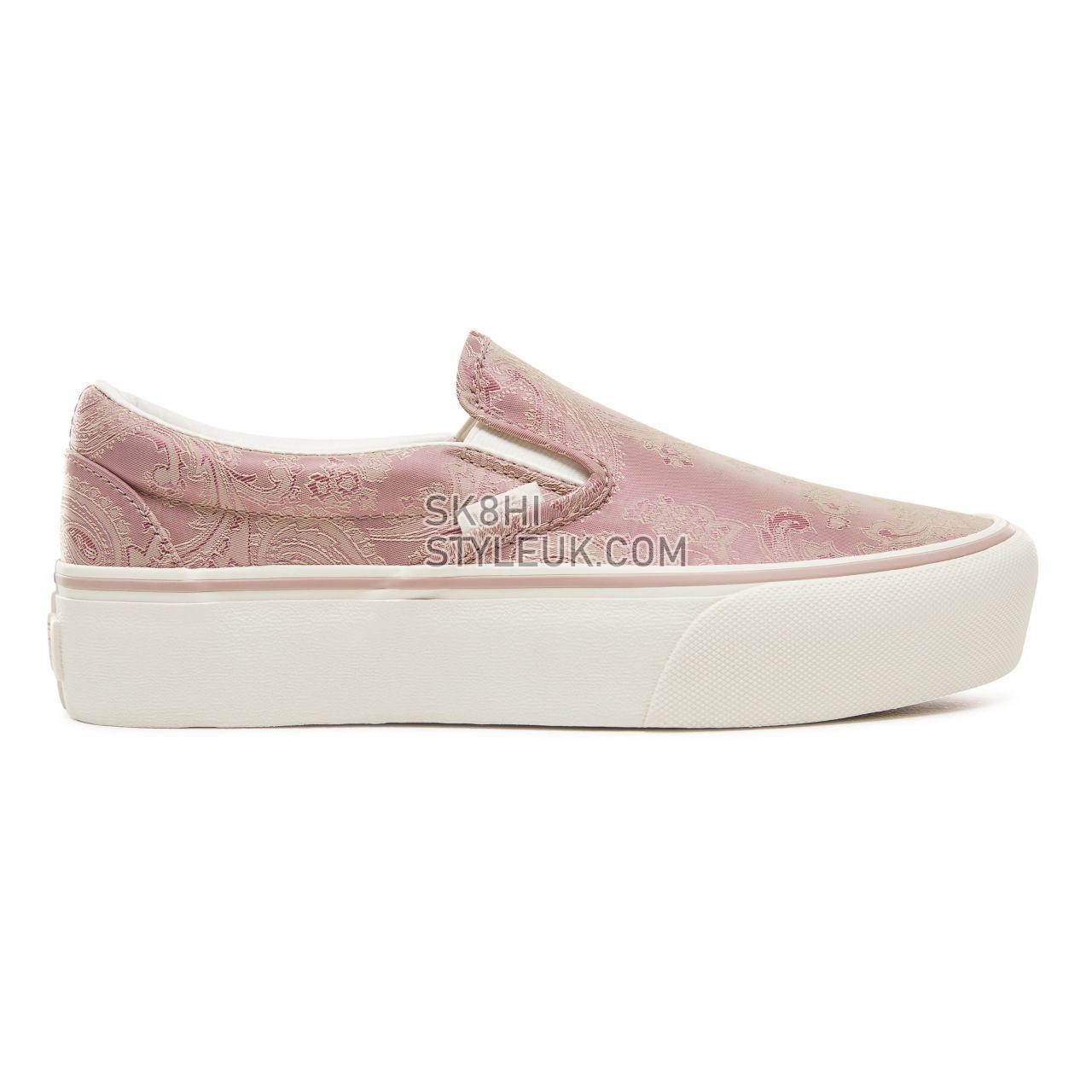 Vans Satin Paisley Classic Slip-On Platform Classic Womens - (Satin Paisley) Mauve/Snow White V0018EU82 Shoes