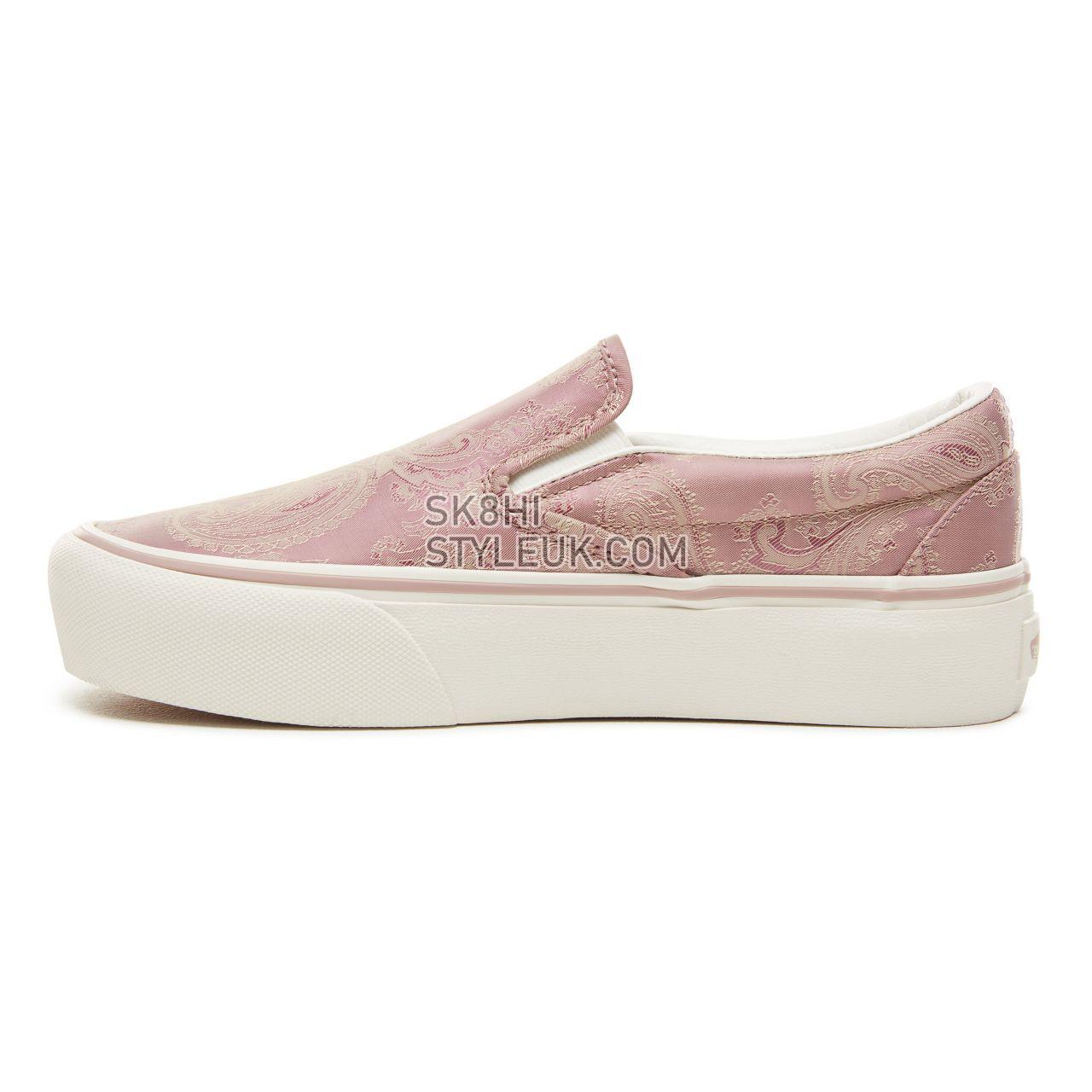 Vans Satin Paisley Classic Slip-On Platform Classic Womens - (Satin Paisley) Mauve/Snow White V0018EU82 Shoes