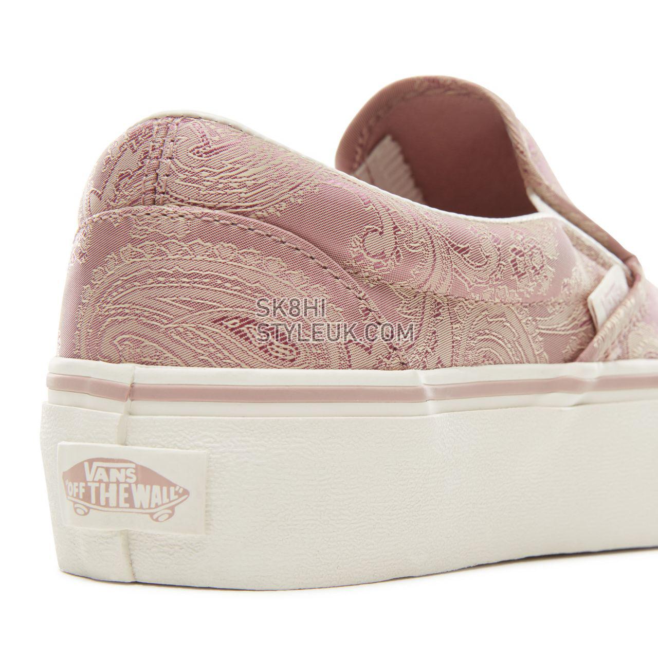 Vans Satin Paisley Classic Slip-On Platform Classic Womens - (Satin Paisley) Mauve/Snow White V0018EU82 Shoes