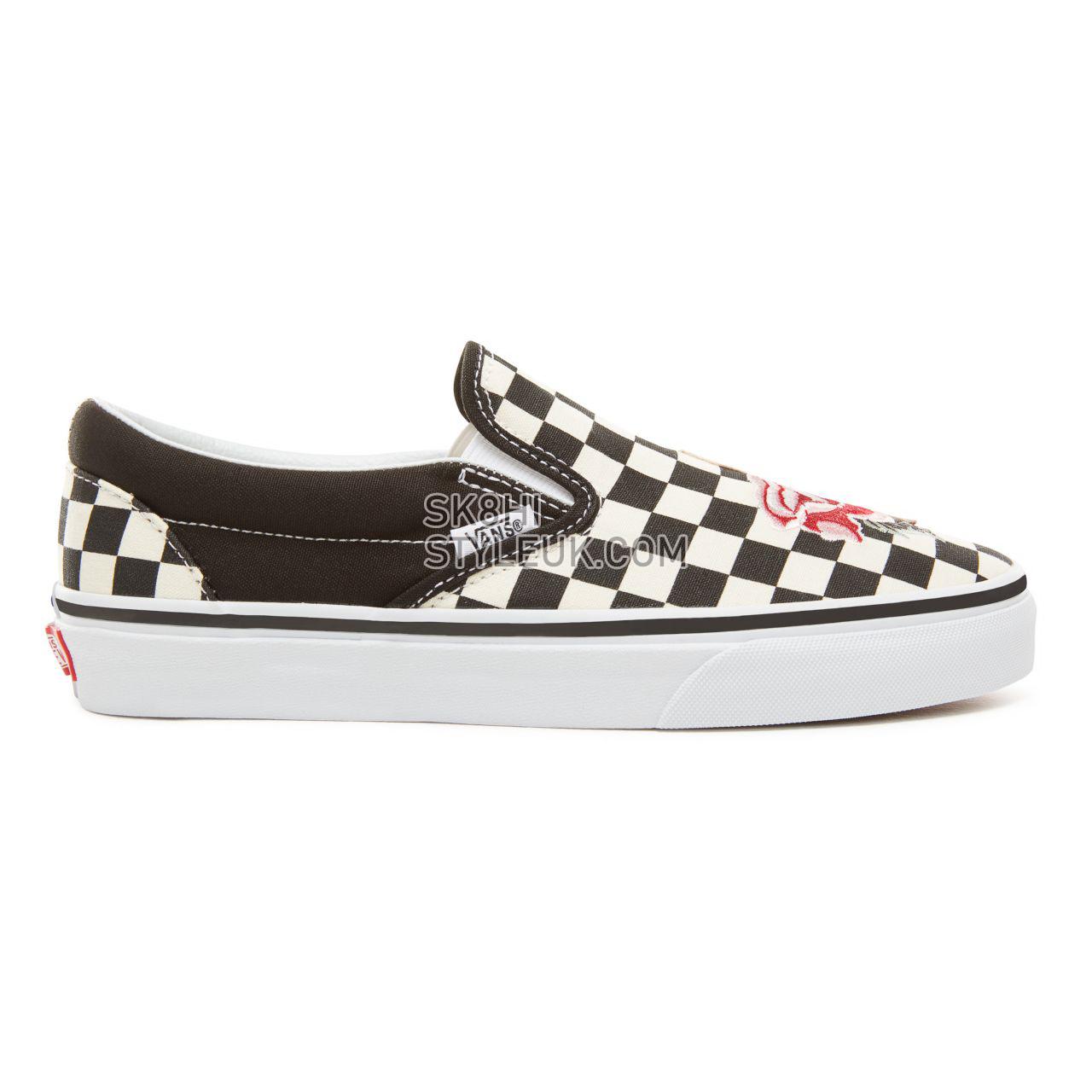 Vans Satin Patchwork Classic Slip-On Classic Womens - (Satin Patchwork) Checker/Rose VA38F7U7O Shoes