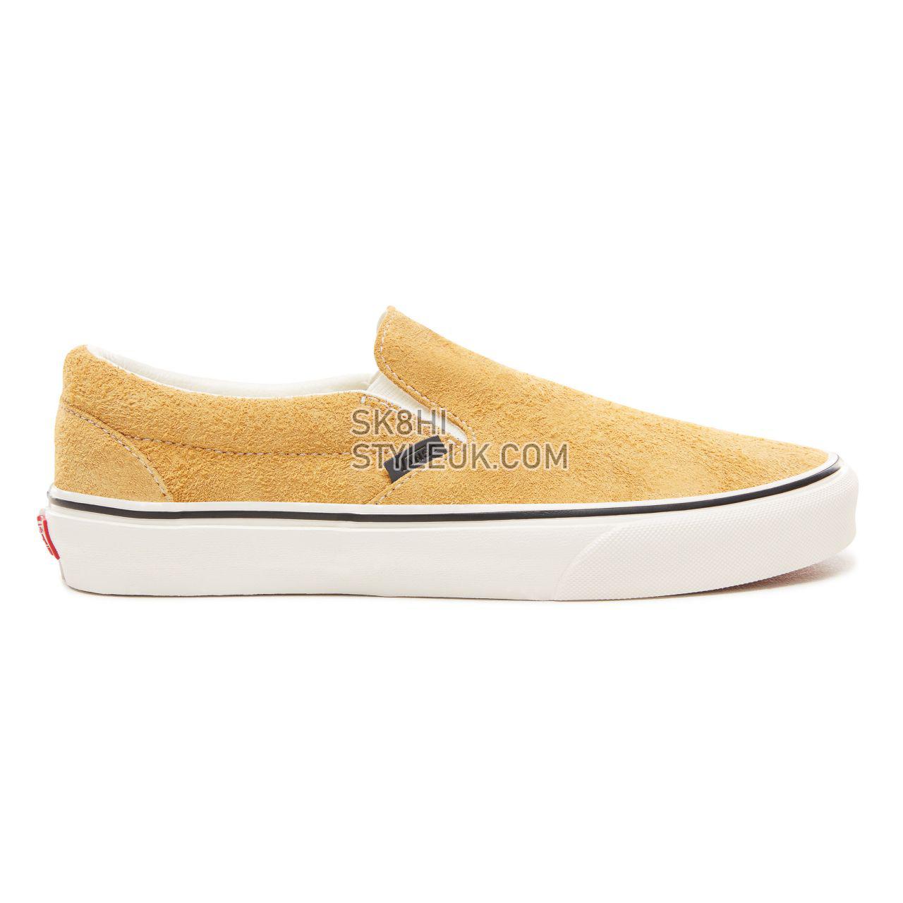 Vans Hairy Suede Classic Slip-On Classic Mens Womens - (Hairy Suede) Sunflower/Snow White VN0A38F7ULR Shoes